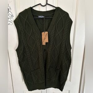 PJ Paul Jones Mens Sweater Vest V Neck Green Size 2XL New